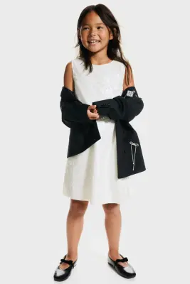 Robe à sequins avec nœud - Blanc/noir