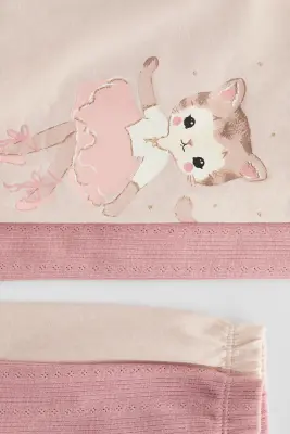 Lot de 2 pyjamas à manches volantées - Rose ancien clair/ballerines