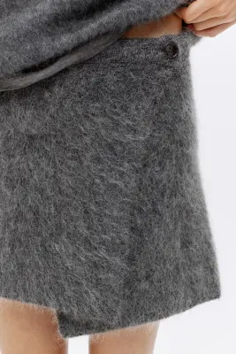 Minijupe en mohair mélangé - Gris foncé chiné
