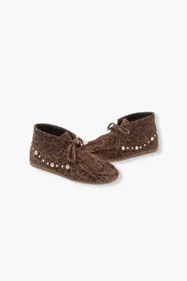 Bottines léopard en cuir Femme