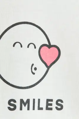 T-shirt imprimé à manches longues - Blanc/SmileyWorld®