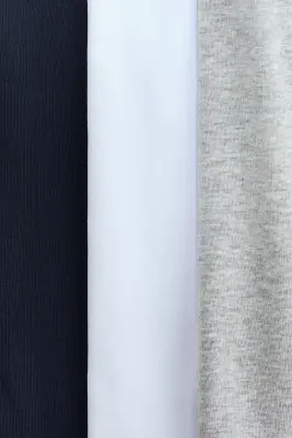 Lot de 3 débardeurs en coton - Bleu marine/gris clair chiné