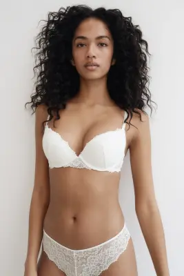 Soutien-gorge super push-up en dentelle - Blanc