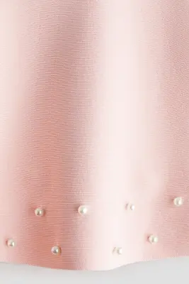 Jupe en maille fine avec perles fantaisie - Rose clair