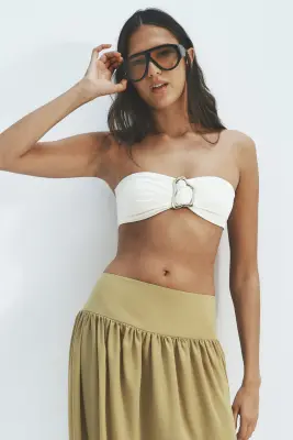Jupe tulipe avec base à effet boule - Beige foncé