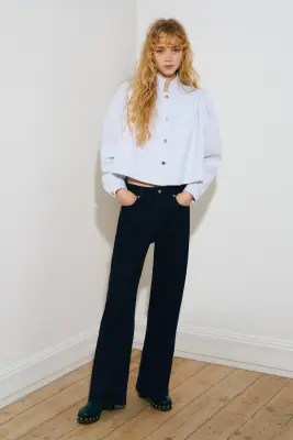 Wide High Waist Jeans - Bleu denim marine