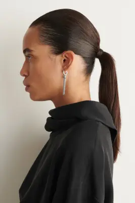 PENDANTS D'OREILLES À CHAÎNES - ARGENTÉ