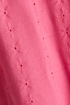 Top à manches volantées avec broderie anglaise - Rose flamboyant