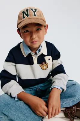 Polo de rugby avec motif - Bleu marine/nounours