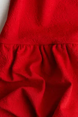 Robe ballon à manches longues - Rouge
