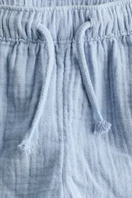 Short en mousseline de coton - Bleu clair