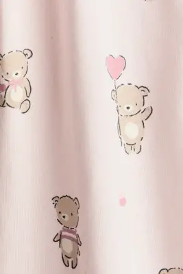 Pyjama volanté en coton - Rose clair/nounours