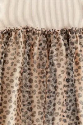 Tulle dress - Beige/imprimé léopard