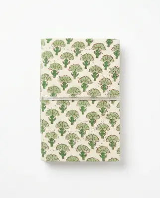 Carnet Indira - Motif Fleur de Coton Vert