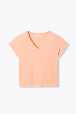 T-shirt uni col V Femme