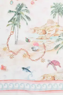 Foulard à motif - Blanc/plage