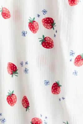Robe volantée à bretelles fines - Blanc/fraises