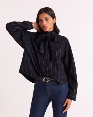 Chemise Joyce rayures marine et argent