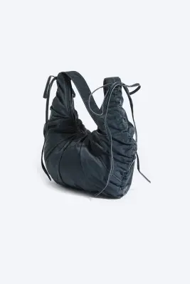 Sac bandoulière froncé - Bleu foncé