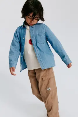 Chemise en denim de coton - Bleu denim