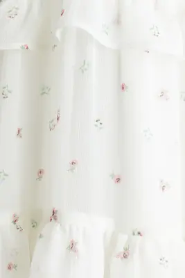 Robe volantée à bretelles fines - Blanc/fleuri