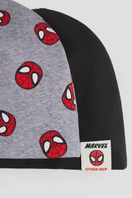 Lot de 2 bonnets imprimés en jersey - Gris/Spidey