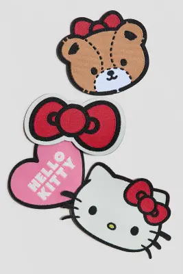 Lot de 4 patchs de réparation - Rouge/Hello Kitty