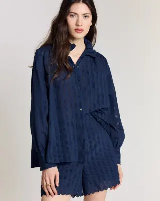 Chemise Leonor marine texturé