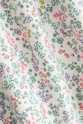 Robe imprimée en coton - Blanc/fleuri