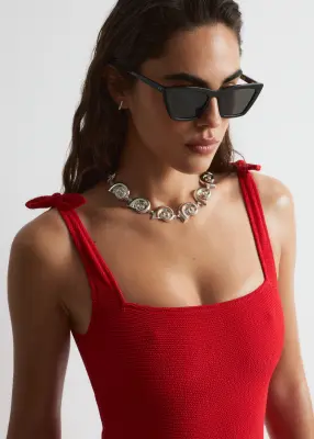 Maillot de bain texturé à nouer - Rouge