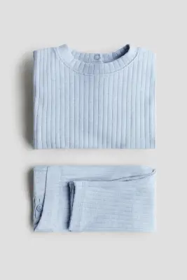 Ensemble 2 pièces en coton côtelé - Bleu clair