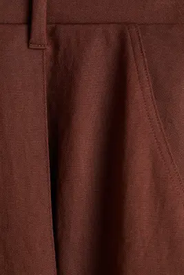 Short en piqué avec ceinture - Marron foncé