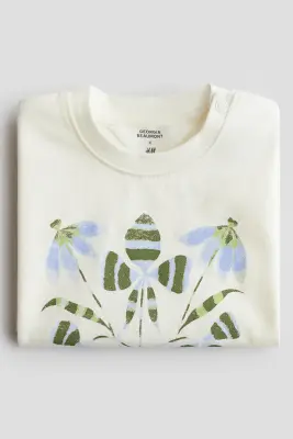 T-shirt avec motif imprimé - Crème/fleurs