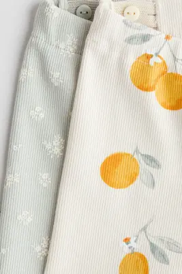 Lot de 2 shorts cycliste en coton côtelé - Vert ancien clair/motif