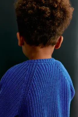 Gilet en côtes fantaisie de coton - Bleu vif