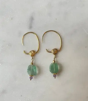 Nouveau ! ROOM SERVICE JEWELRY Boucles d'oreilles Annili Apatite Lagon