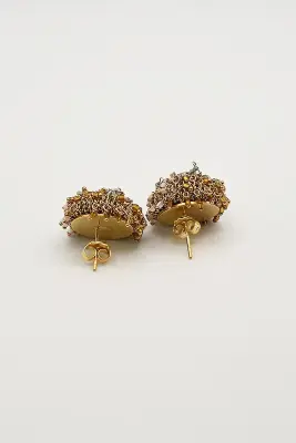 Boucles d’oreilles cascade en perles turquoise dorées