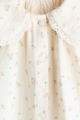 Ensemble 2 pièces en mousseline de coton - Crème/fleuri