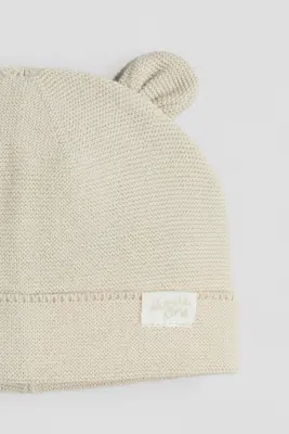 Bonnet en maille de coton - Beige clair