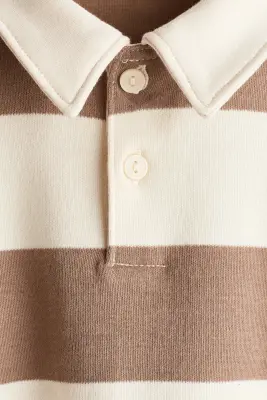 Polo de rugby en coton - Beige clair/rayures beiges