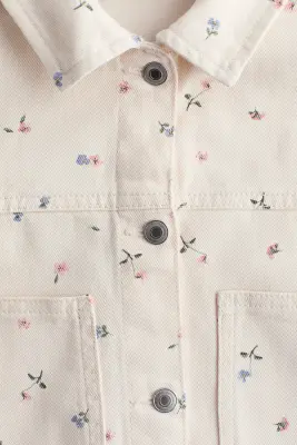 Veste en twill à motif - Rose pâle/fleuri