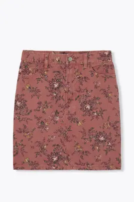 Jupe courte en toile fleurie