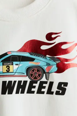 T-shirt oversize imprimé - Blanc/Hot Wheels