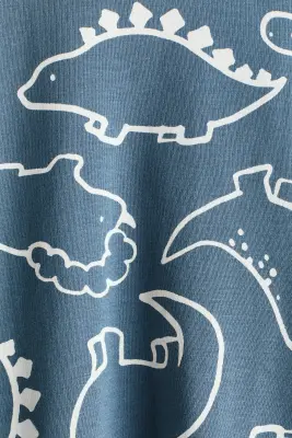 Pyjama imprimé en coton - Bleu ancien clair/dinosaures