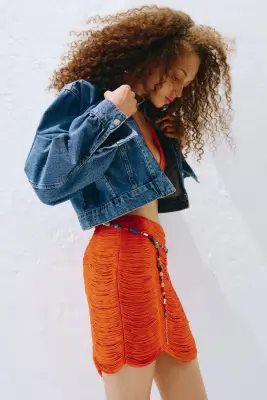 Minijupe frangée - Orange vif