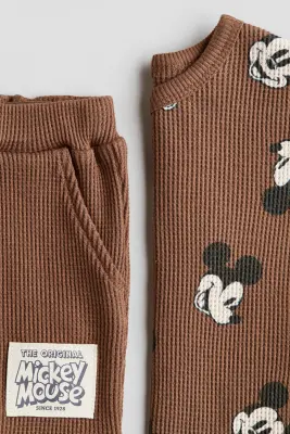 Ensemble 2 pièces en jersey de coton imprimé - Marron/Mickey