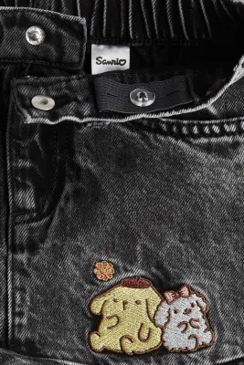 Jupe en denim avec applications - Gris foncé