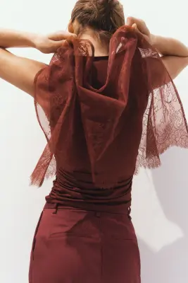 Foulard de hanches en dentelle - Terracotta