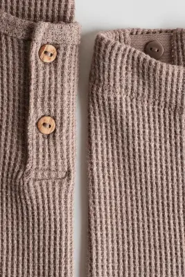 Ensemble 2 pièces en coton gaufré - Beige foncé