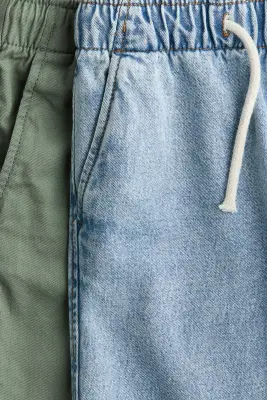 Lot de 2 pantalons jogger en coton - Bleu denim clair/vert